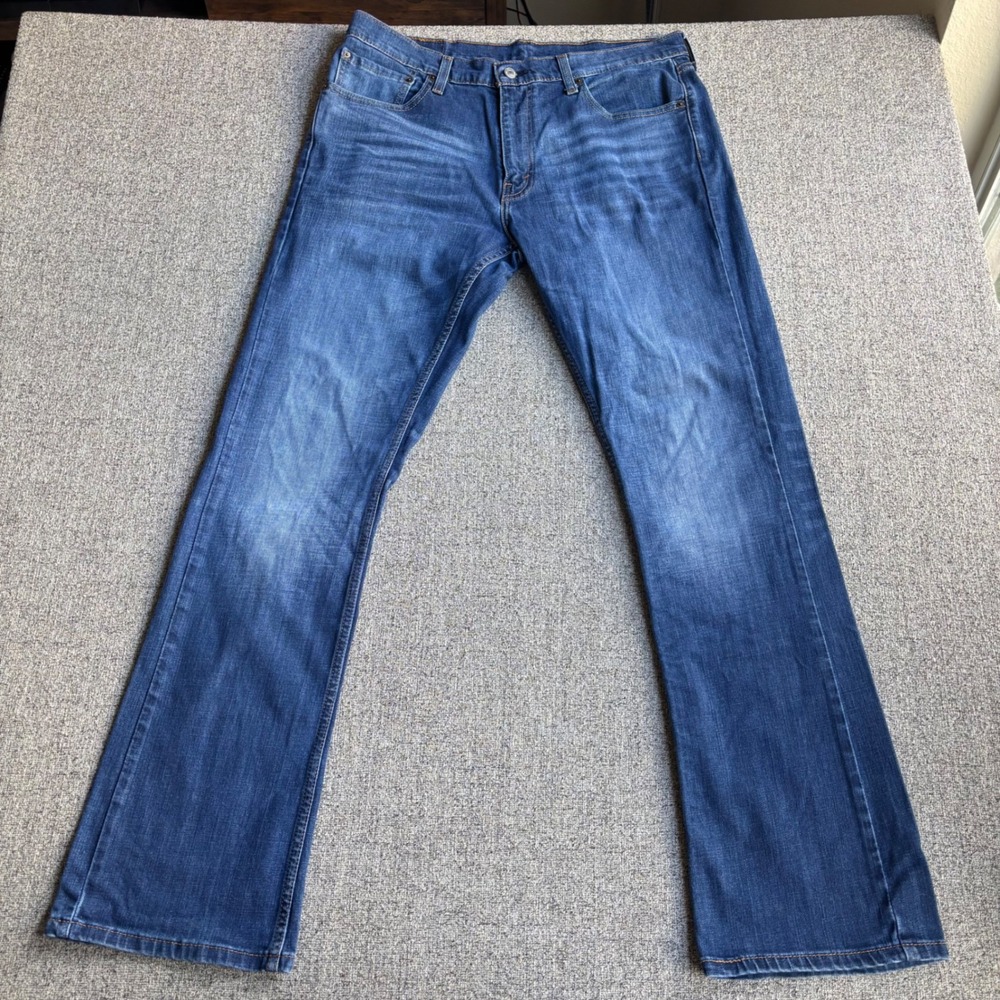 Levi's Jeans Mens 36x34 527 Slim Bootcut Blue Medium Wash Denim whiskered